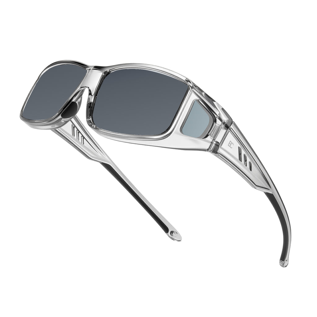 BIRCEN Polarized Fit Over Sunglasses: UV Protection Wrap Around TR90 Sunglasses Over Glasses for Men Women Driving Fishing