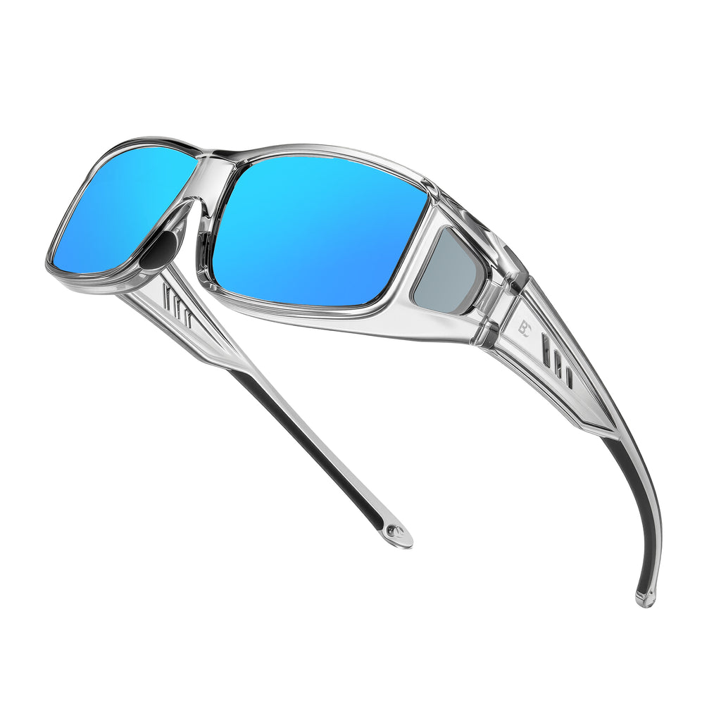 BIRCEN Polarized Fit Over Sunglasses: UV Protection Wrap Around TR90 Sunglasses Over Glasses for Men Women Driving Fishing