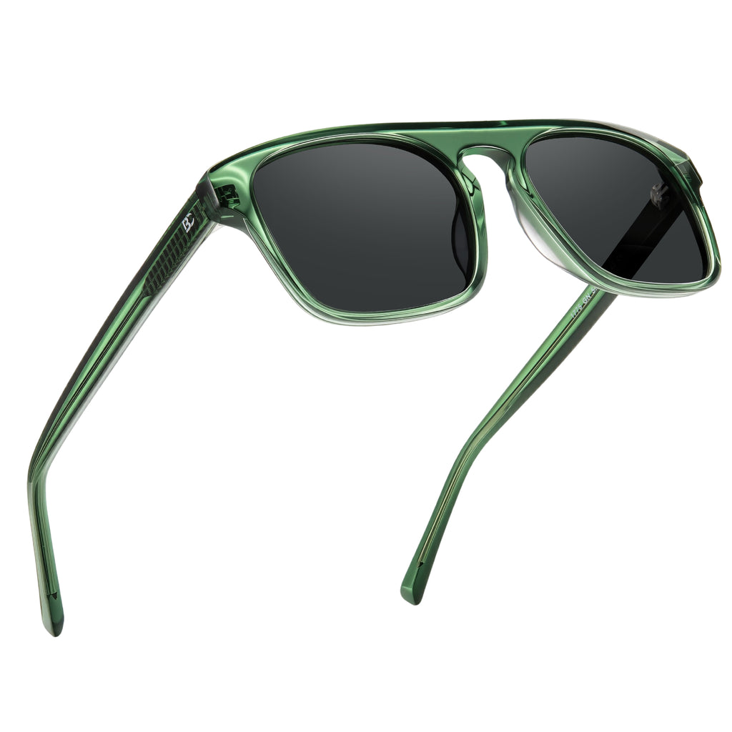 BIRCEN Mens Acetate Polarized Sunglasses: Retro Square Sun Glasses UV400 Protection Anti-Glare Shades for Driving Travel