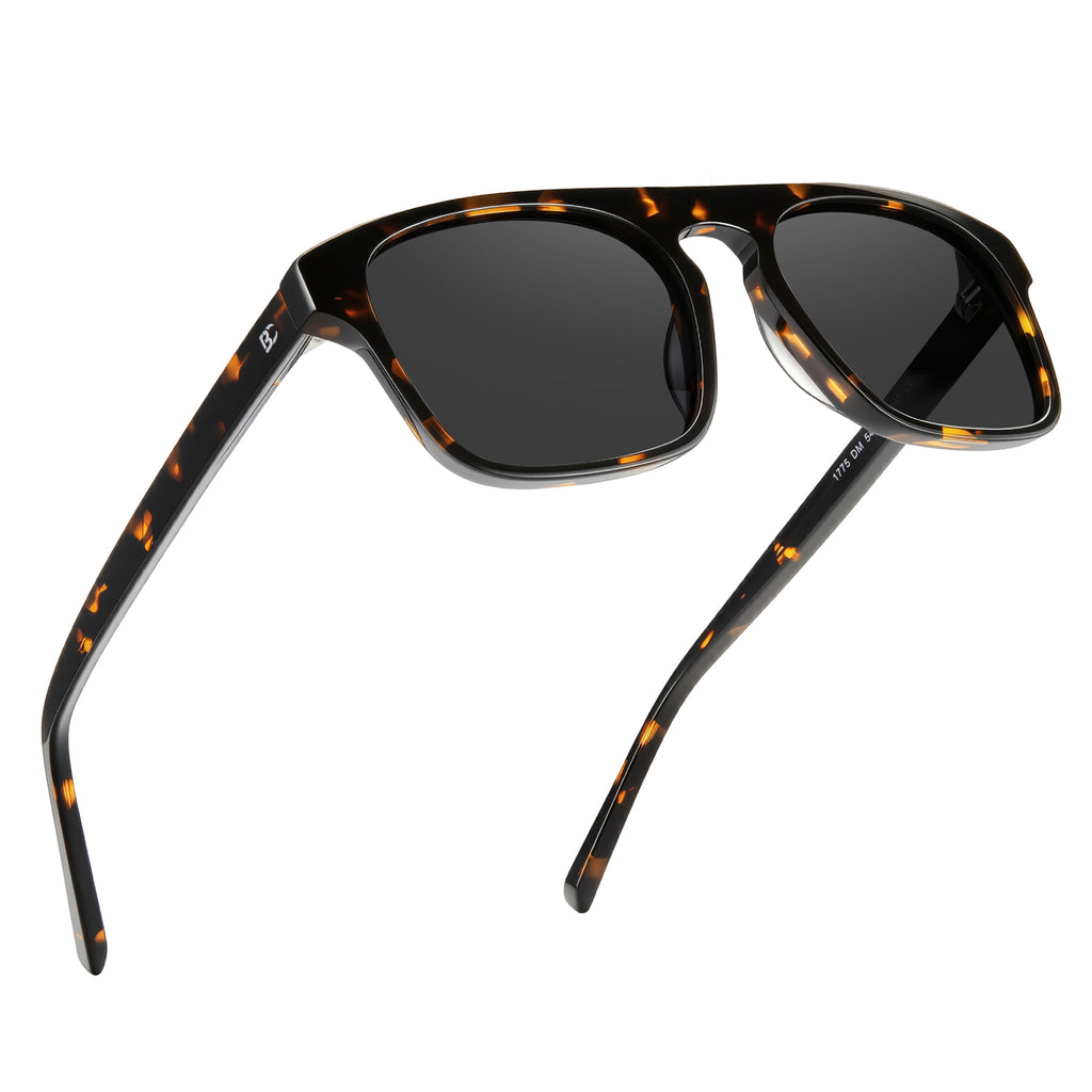 BIRCEN Mens Acetate Polarized Sunglasses: Retro Square Sun Glasses UV400 Protection Anti-Glare Shades for Driving Travel