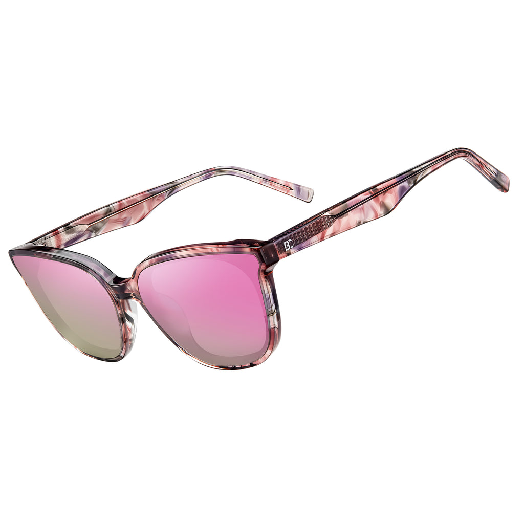 BIRCEN Polarized Cat-Eye Sunglasses for Women: Trendy Acetate Sun Glasses Nylon Lens UV Protection for Travel Driving