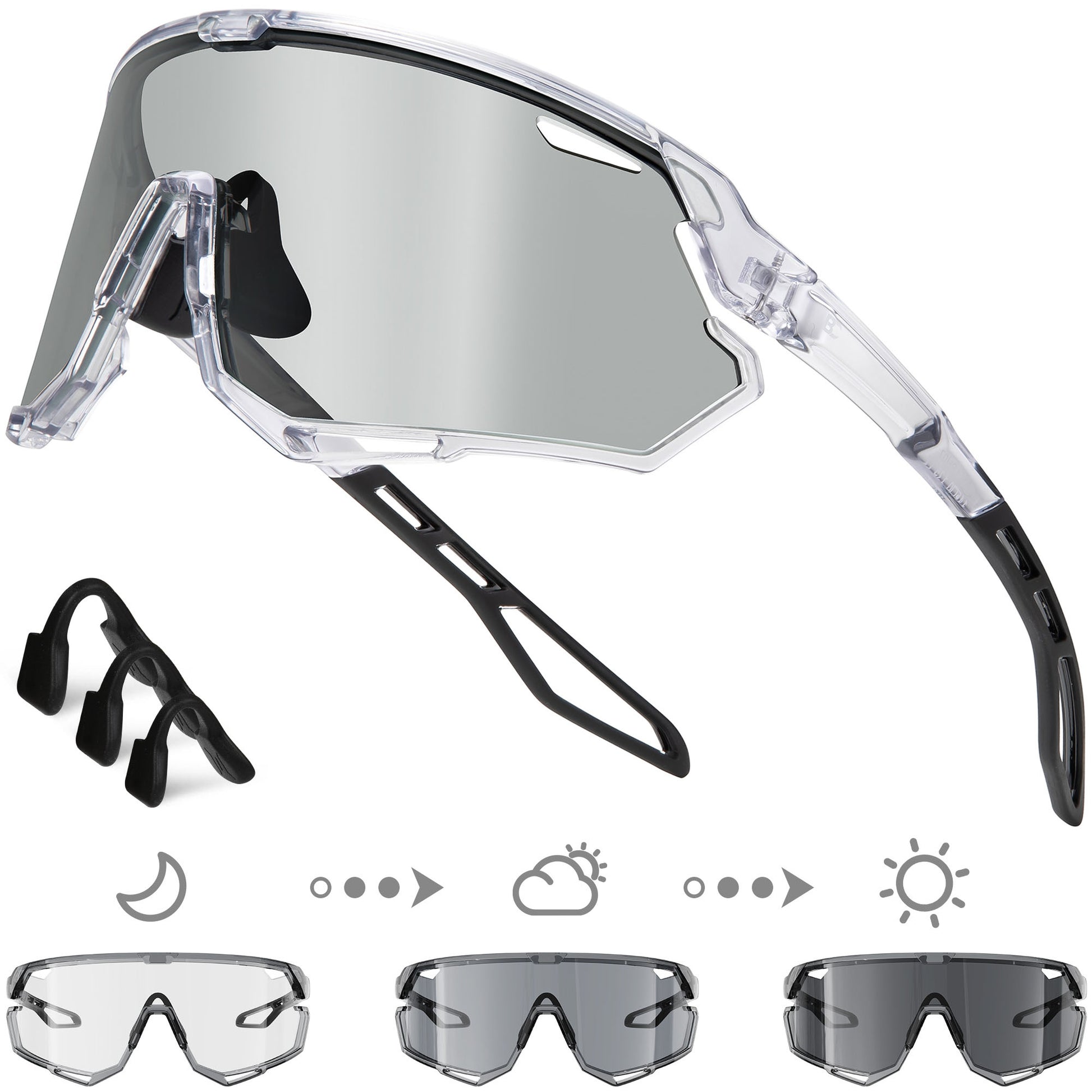 BIRCEN Photochromic Cycling Glasses: Mountain Bike Sports Sunglasses for Men Women Running Riding MTB Baseball