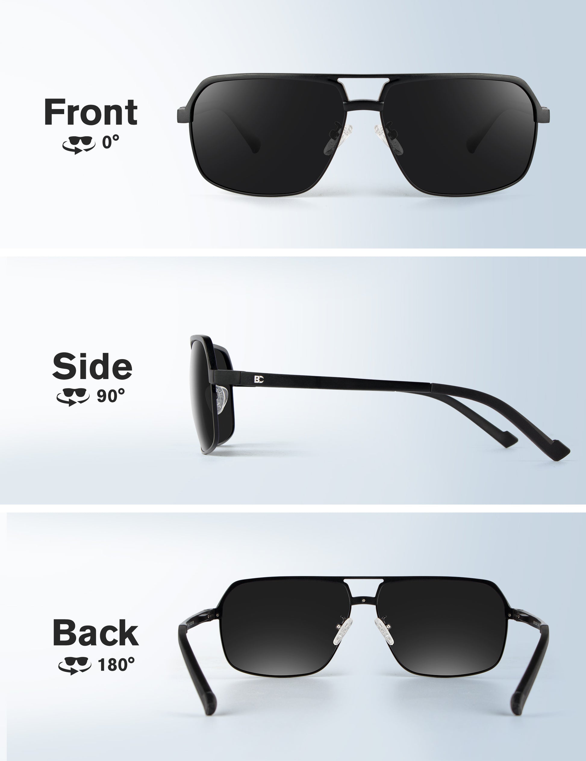 BIRCEN Polarized Sunglasses for Men - UV Protection Metal Square Trendy Shades with Classic Retro Style BC8040
