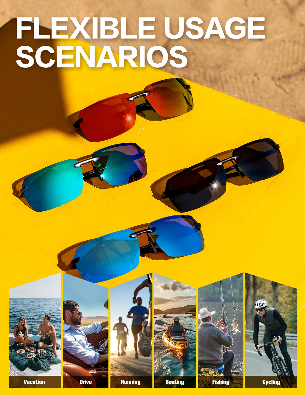 BIRCEN Polarized Sunglasses for Men - UV Protection Sports Sun Glasses Classic Black Shades BC8805