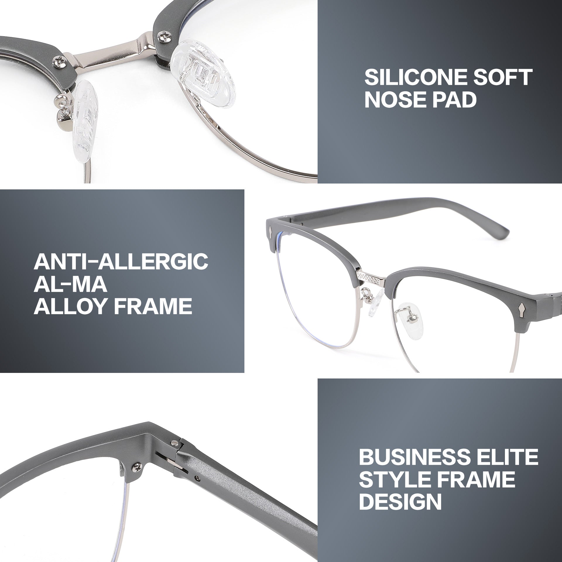 BIRCEN Blue Light Blocking Glasses: Al-Mg Metal Bluelight Computer Clear Glasses for Men Women Anti Eyestrain Office Home BC8806L