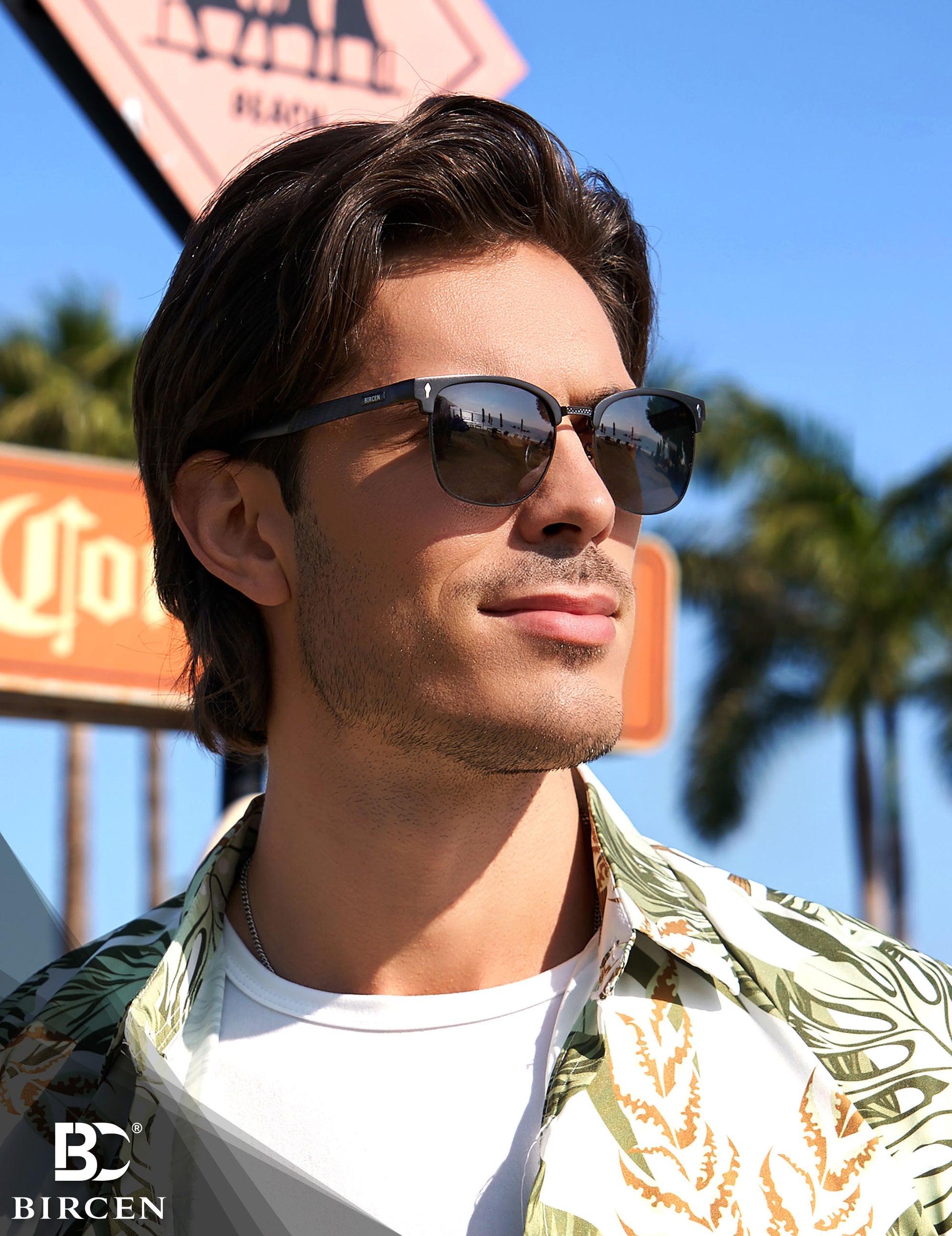 BIRCEN Polarized Sunglasses for Men UV - Protection Classic Shades for Driving Sports Fishing with Al-Mg Metal Frame