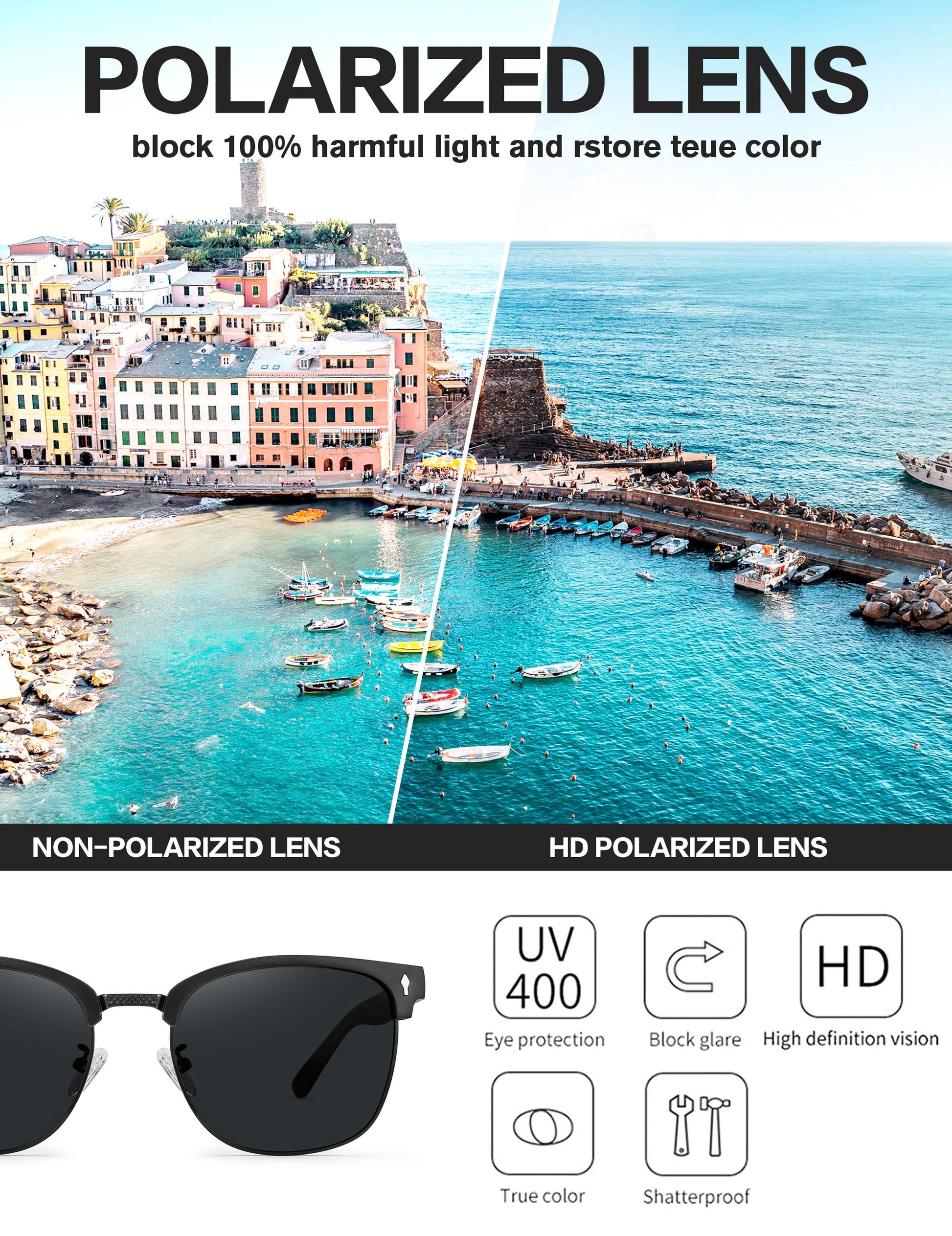 BIRCEN Polarized Sunglasses for Men UV - Protection Classic Shades for Driving Sports Fishing with Al-Mg Metal Frame
