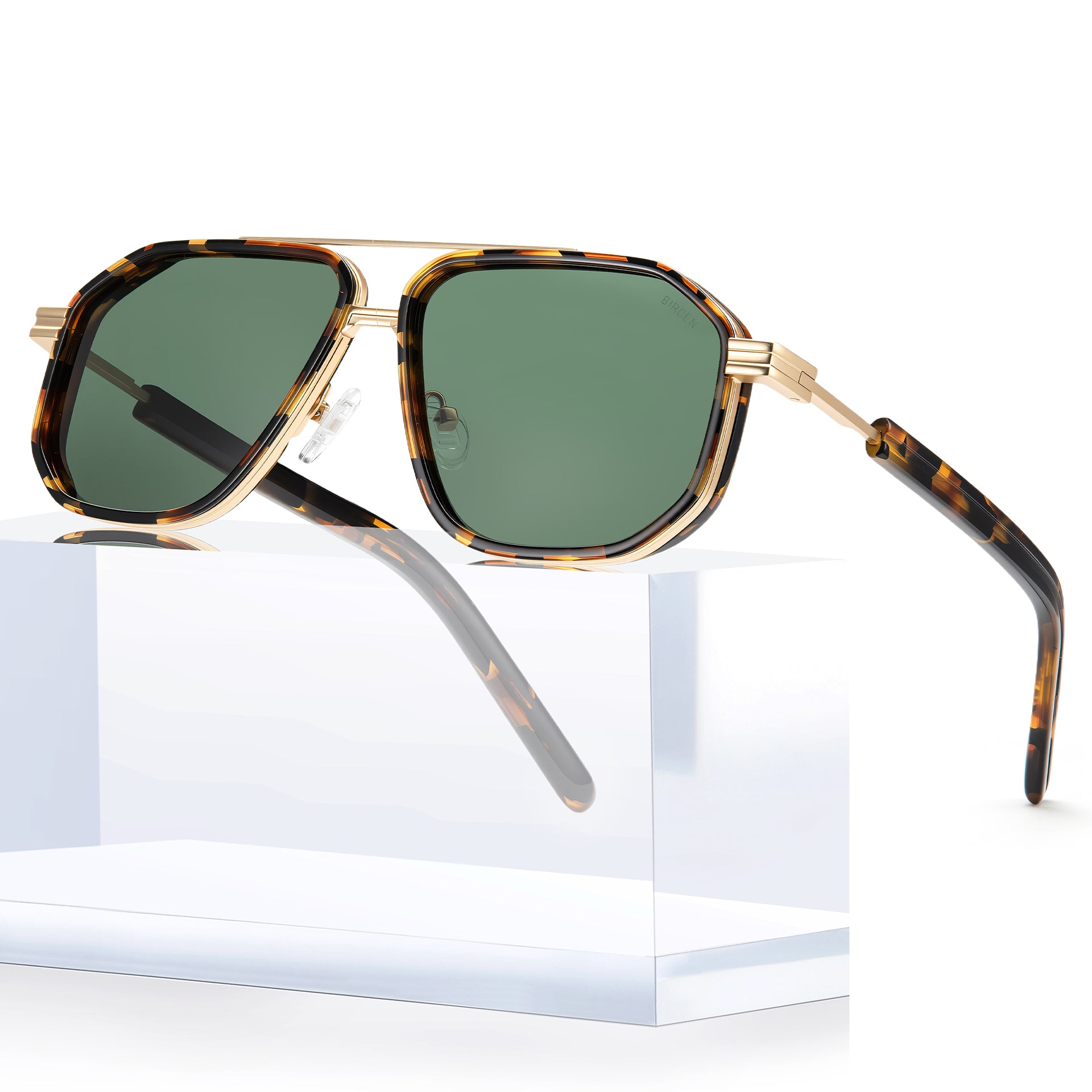 BIRCEN Men's Polarized Aviator Sunglasses: Acetate Luxury Trendy Sun Glasses Anti-Glare UV Protection for Driving & Travel