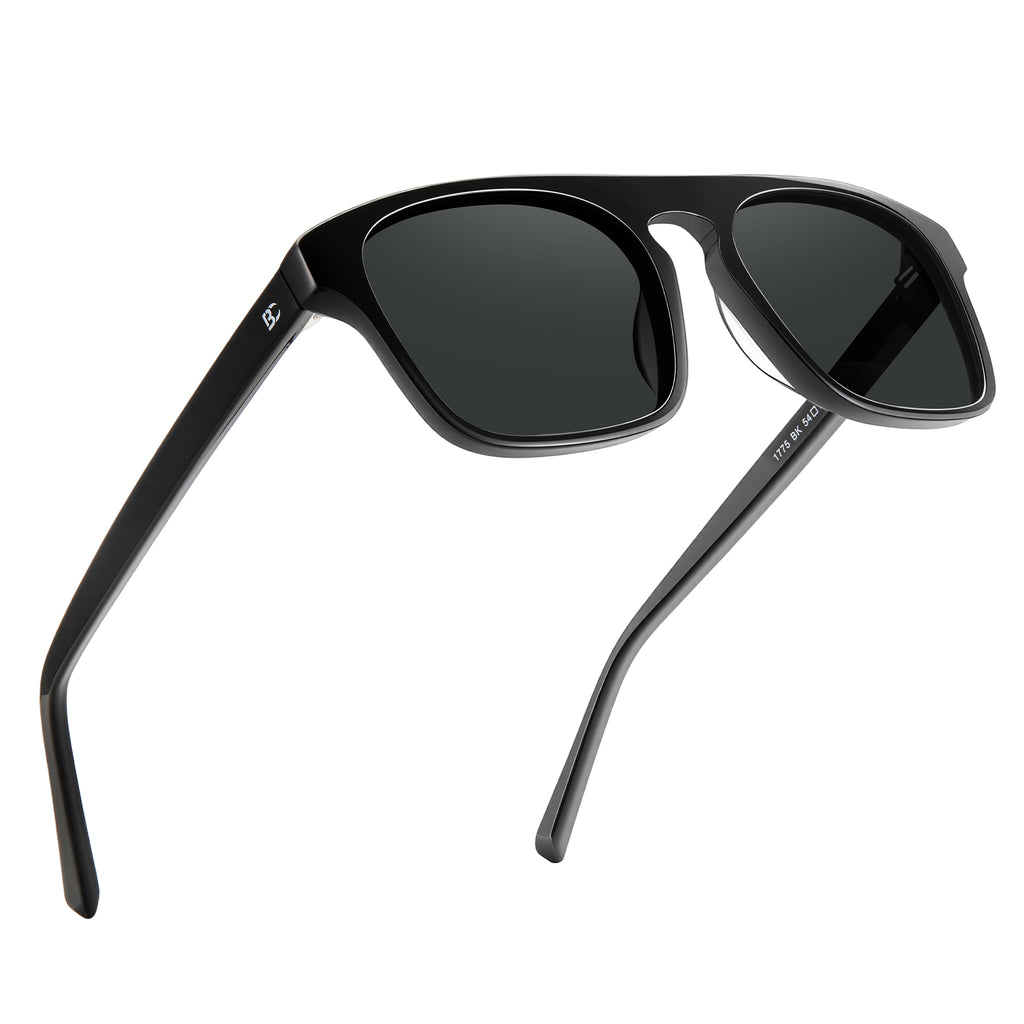 BIRCEN Mens Acetate Polarized Sunglasses: Retro Square Sun Glasses UV400 Protection Anti-Glare Shades for Driving Travel