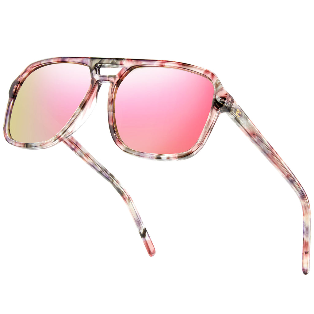 BIRCEN Women Polarized Acetate Sunglasses: Fashion Square Aviator Shades