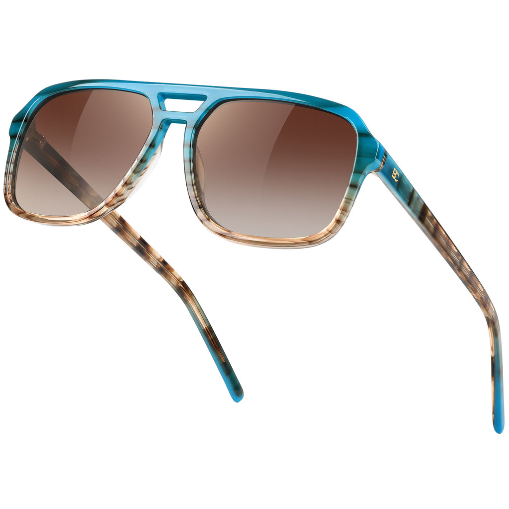 BIRCEN Women Polarized Acetate Sunglasses: Fashion Square Aviator Shades