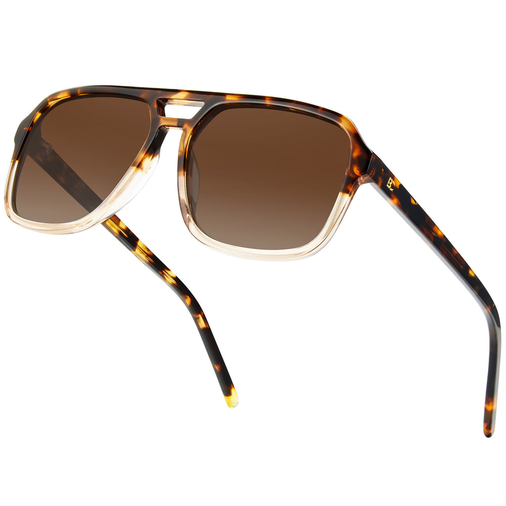 BIRCEN Women Polarized Acetate Sunglasses: Fashion Square Aviator Shades