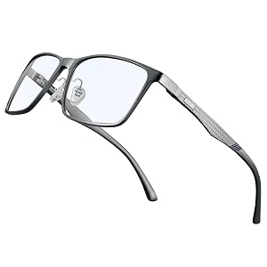 BIRCEN Mens Blue Light Glasses: Lightweight Al-Mg Metal Bluelight Blocking Computer Glasses Anti Eyestrain for Office & Home BC2684L