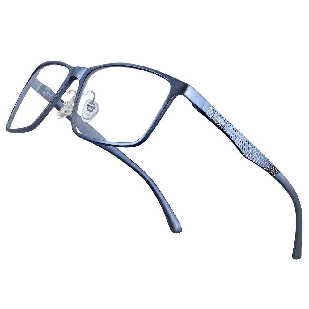 BIRCEN Mens Blue Light Glasses: Lightweight Al-Mg Metal Bluelight Blocking Computer Glasses Anti Eyestrain for Office & Home BC2684L
