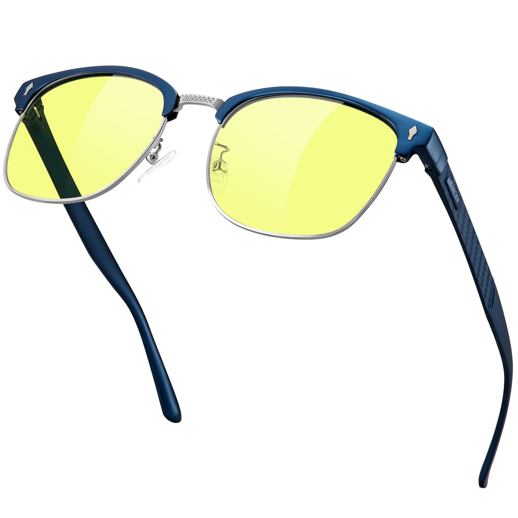 BIRCEN Blue Light Blocking Glasses: Al-Mg Metal Bluelight Computer Clear Glasses for Men Women Anti Eyestrain Office Home BC8806L