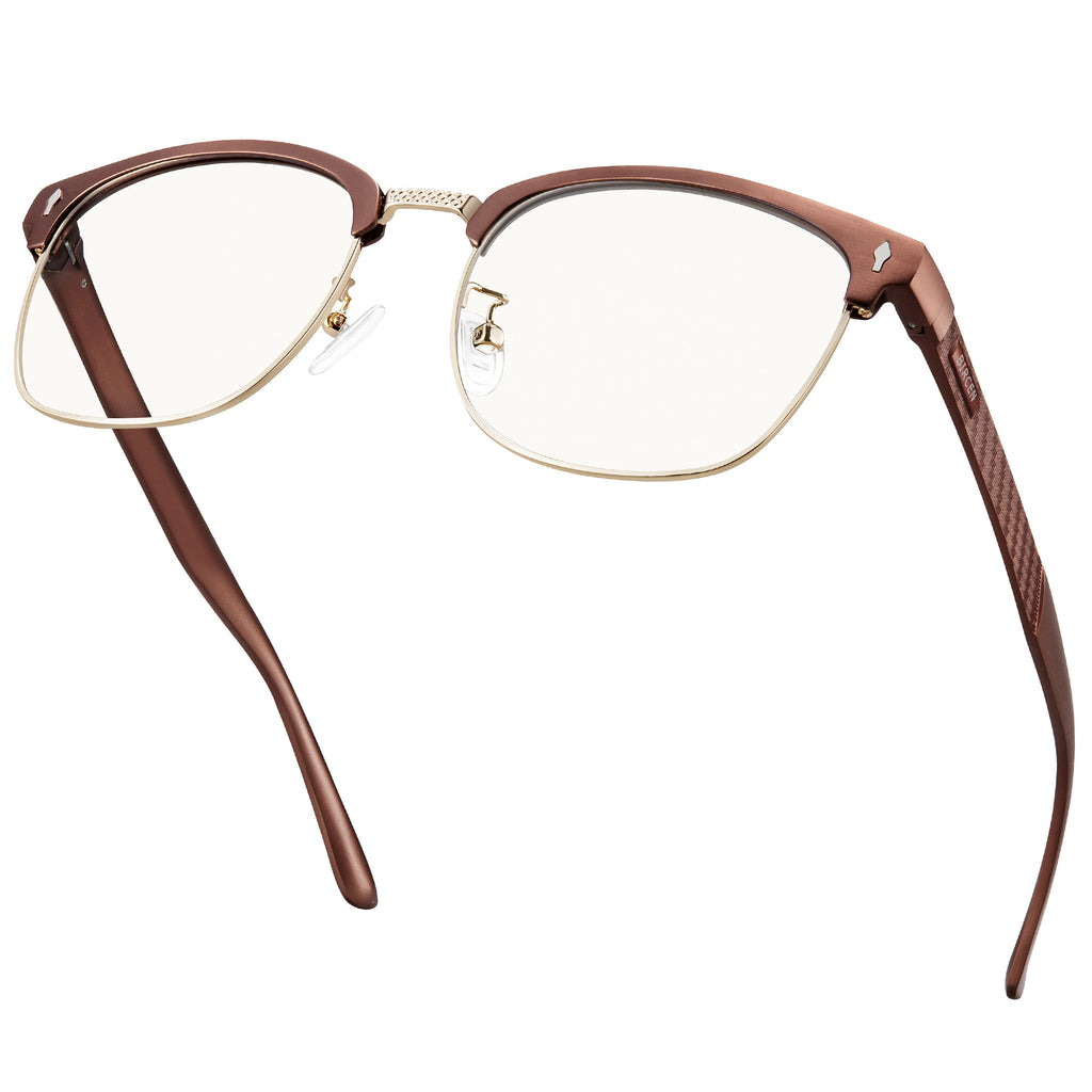 BIRCEN Blue Light Blocking Glasses: Al-Mg Metal Bluelight Computer Clear Glasses for Men Women Anti Eyestrain Office Home BC8806L