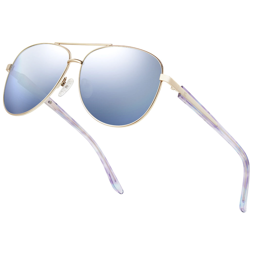 BIRCEN Polarized Aviator Sunglasses for Women : UV Protection Acetate Square Sunglass With Retro Classic Style